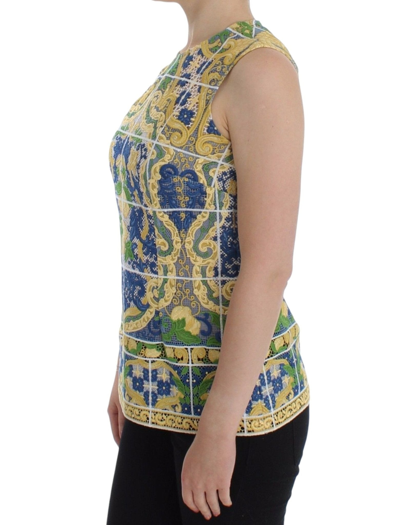 Dolce & Gabbana Majolica Embroidered Sleeveless Elegance - Sandy Store ByNet