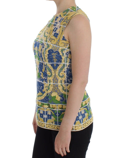 Dolce & Gabbana Majolica Embroidered Sleeveless Elegance - Sandy Store ByNet