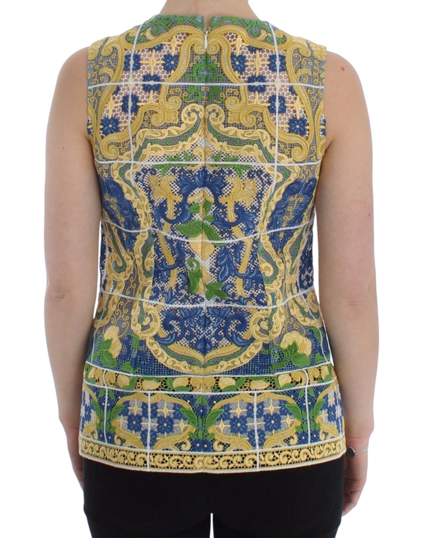 Dolce & Gabbana Majolica Embroidered Sleeveless Elegance - Sandy Store ByNet