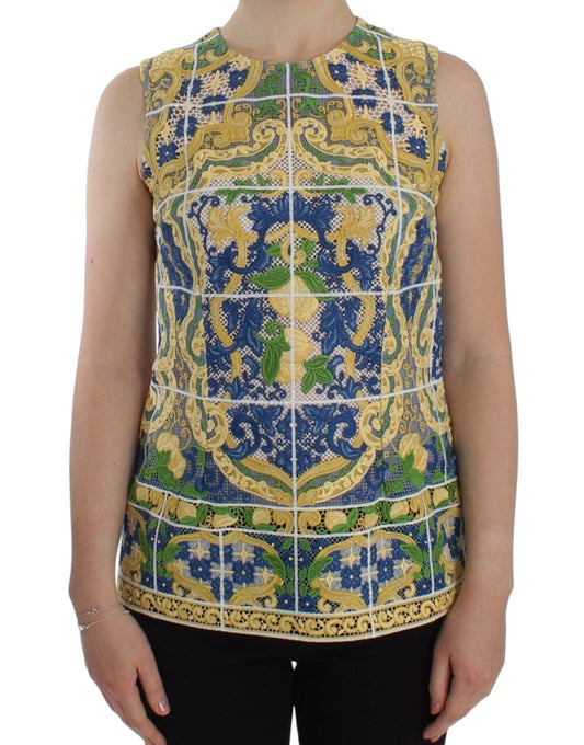 Dolce & Gabbana Majolica Embroidered Sleeveless Elegance - Sandy Store ByNet