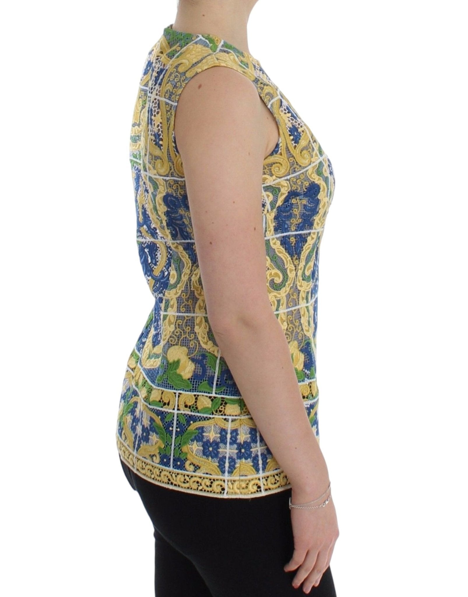 Dolce & Gabbana Majolica Embroidered Sleeveless Elegance - Sandy Store ByNet