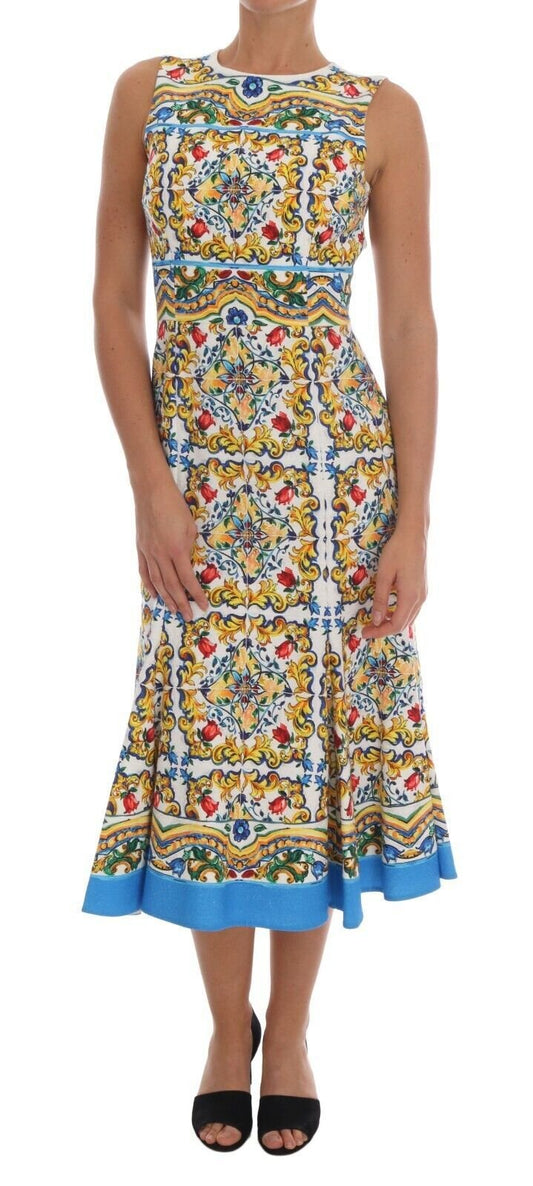 Dolce & Gabbana Majolica Print Midi Sheath Dress - Sandy Store ByNet