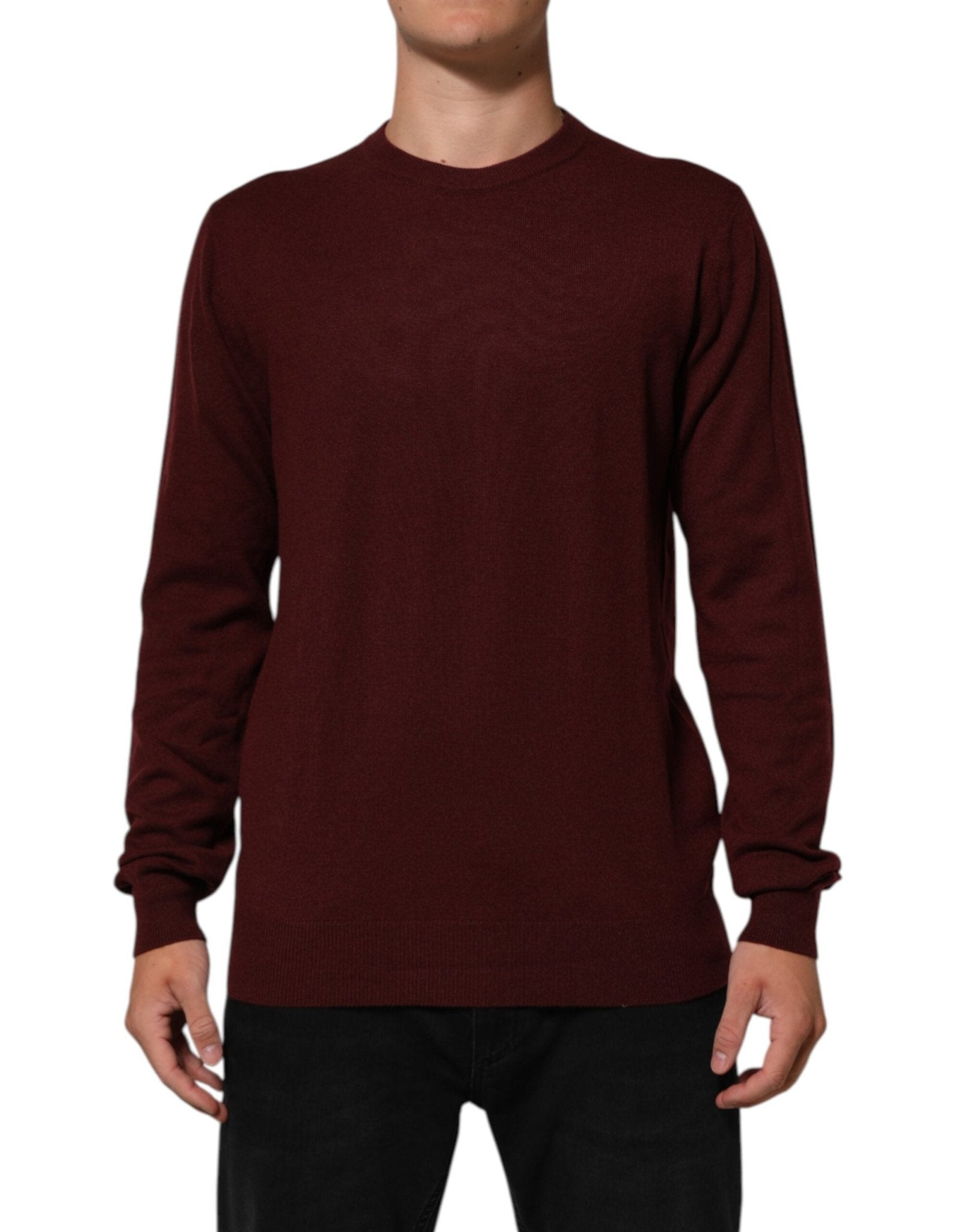 Dolce & Gabbana Maroon Cashmere Crew Neck Pullover Sweater – IT54 | XL par Dolce & Gabbana | Disponible sur Sandy Store ByNet