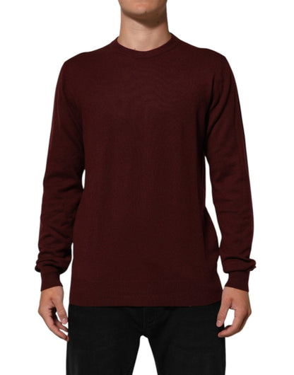 Dolce & Gabbana Maroon Cashmere Crew Neck Pullover Sweater – IT54 | XL par Dolce & Gabbana | Disponible sur Sandy Store ByNet