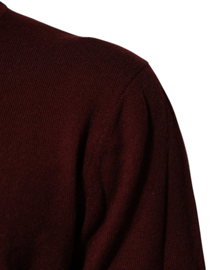 Dolce & Gabbana Maroon Cashmere Crew Neck Pullover Sweater – IT54 | XL par Dolce & Gabbana | Disponible sur Sandy Store ByNet