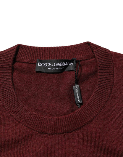 Dolce & Gabbana Maroon Cashmere Crew Neck Pullover Sweater – IT54 | XL par Dolce & Gabbana | Disponible sur Sandy Store ByNet