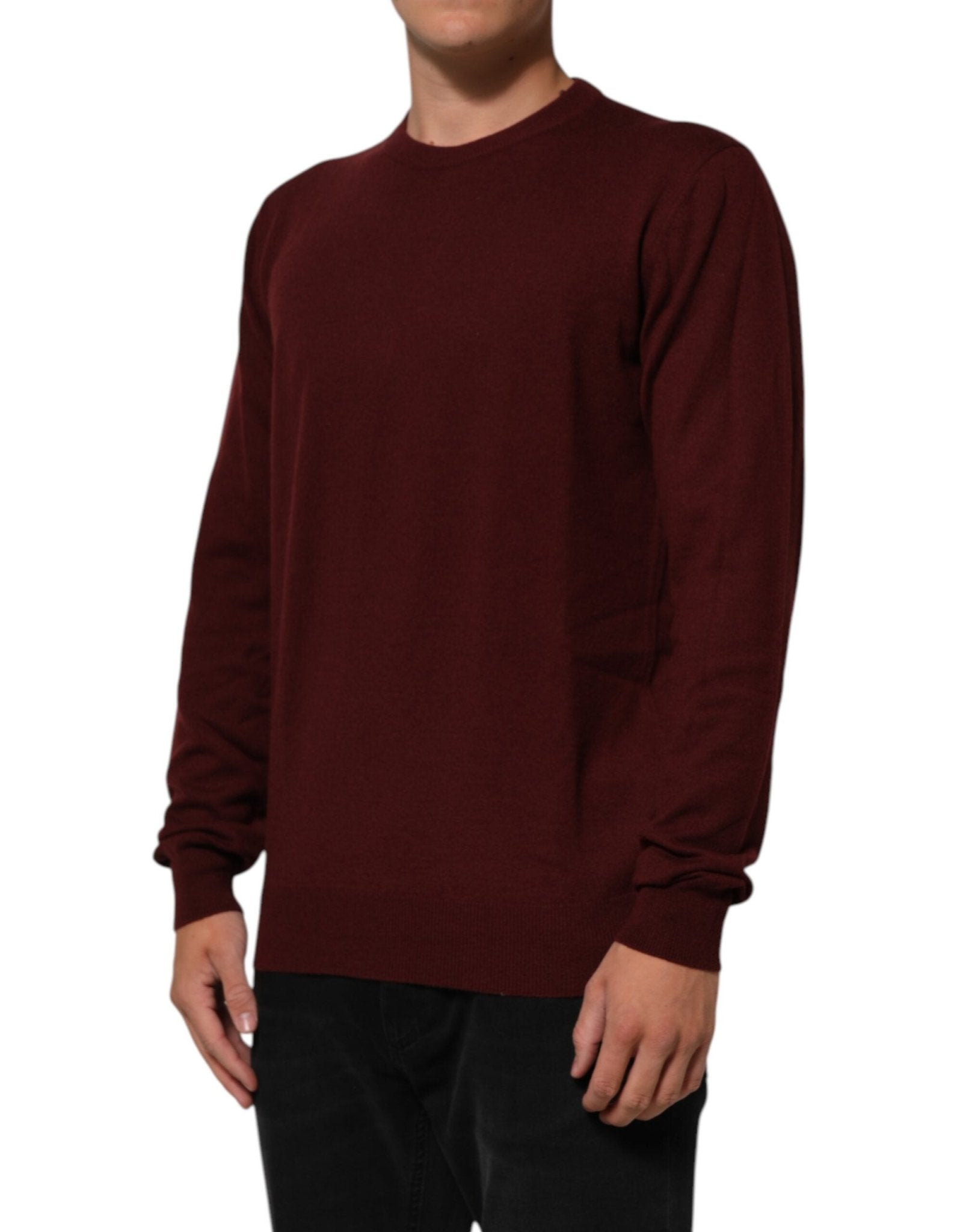 Dolce & Gabbana Maroon Cashmere Crew Neck Pullover Sweater – IT54 | XL par Dolce & Gabbana | Disponible sur Sandy Store ByNet