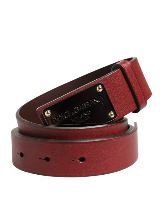 Dolce & Gabbana Maroon Classic Leather Metal Logo Buckle Belt – 90 cm / 36 Inches par Dolce & Gabbana | Disponible sur Sandy Store ByNet