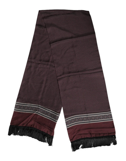 Dolce & Gabbana Maroon Dotted Silk Fringes Foulard Scarf – par Dolce & Gabbana | Disponible sur Sandy Store ByNet