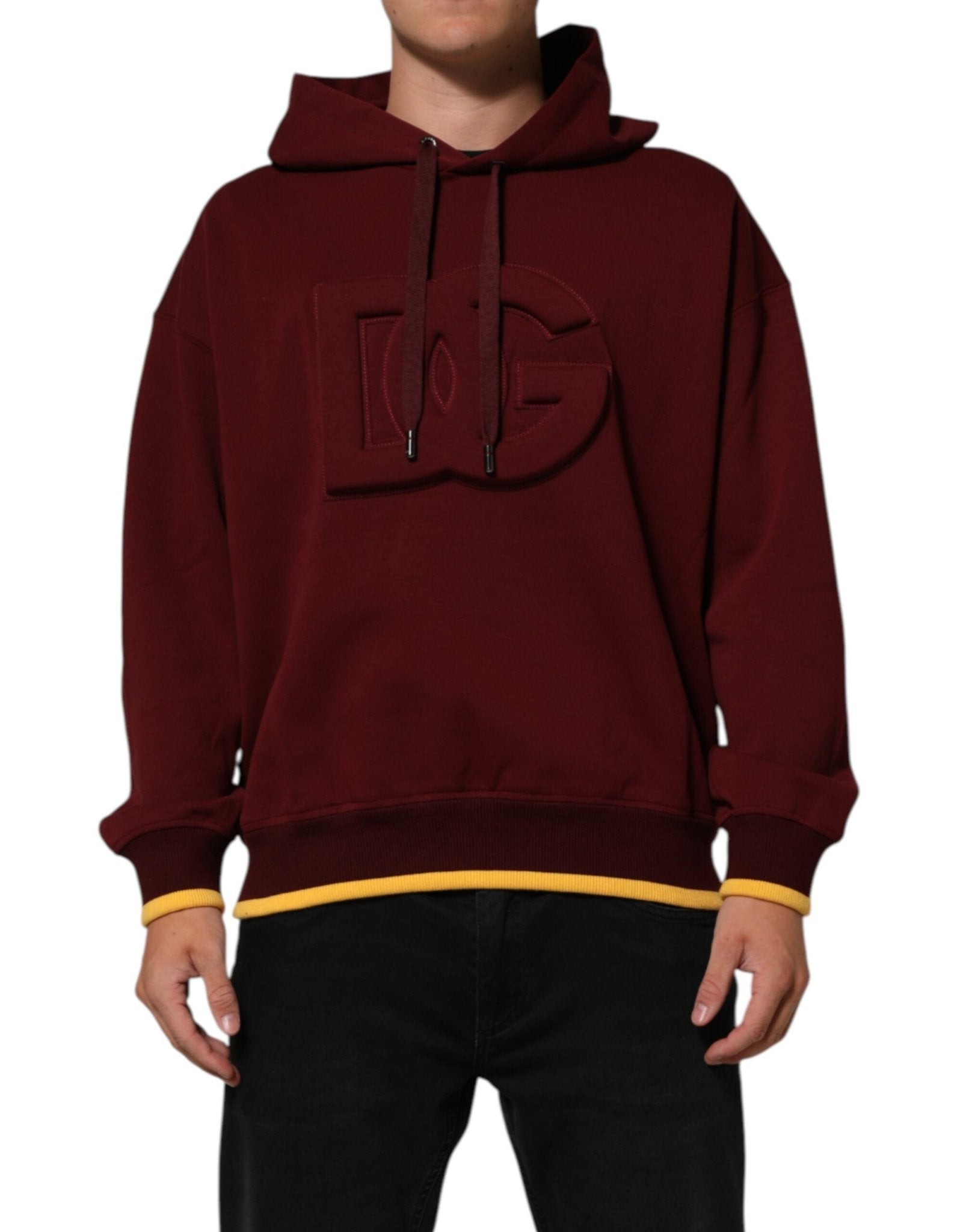 Dolce & Gabbana Maroon Embossed Logo Hooded Sweatshirt Sweater – L par Dolce & Gabbana | Disponible sur Sandy Store ByNet