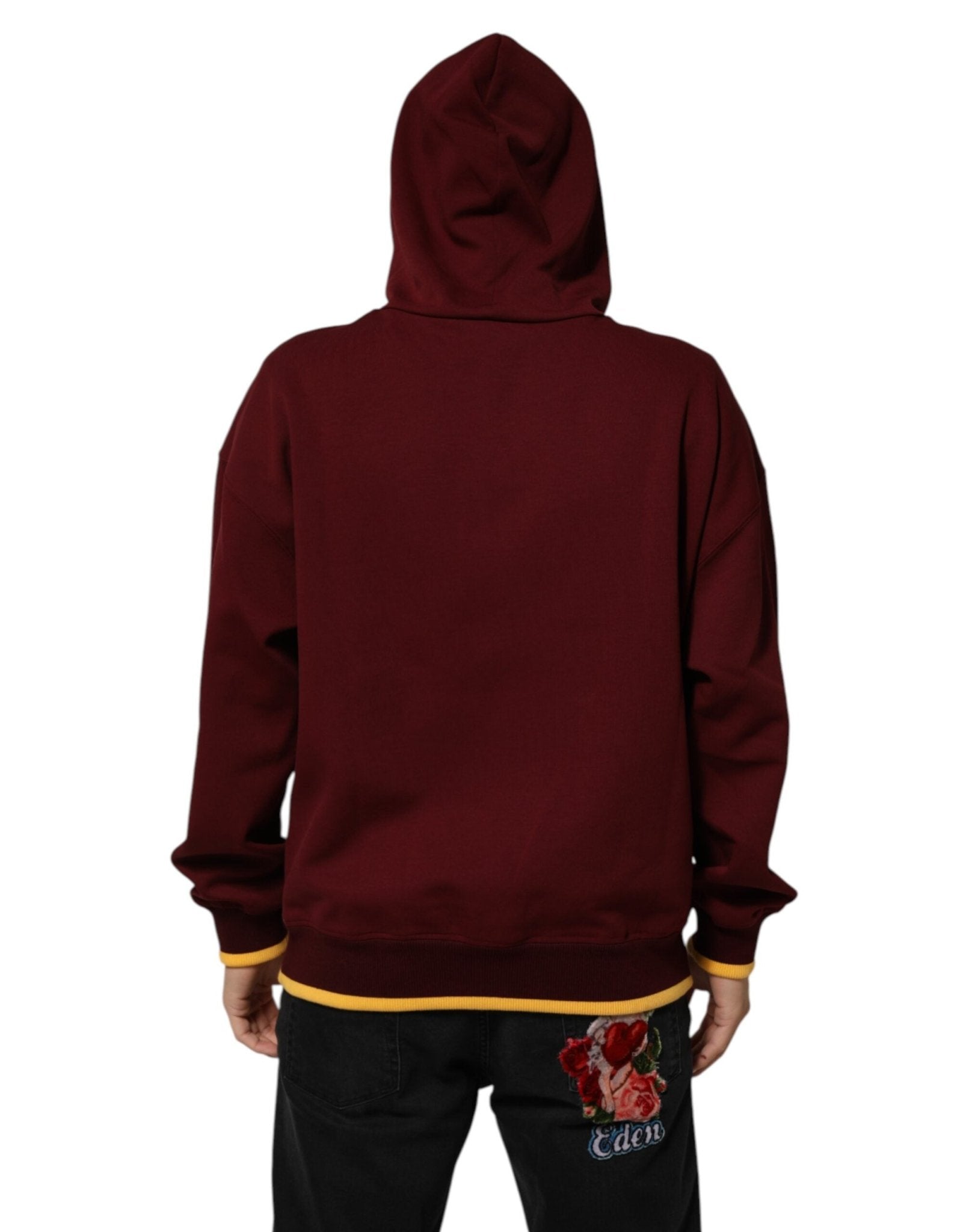 Dolce & Gabbana Maroon Embossed Logo Hooded Sweatshirt Sweater – L par Dolce & Gabbana | Disponible sur Sandy Store ByNet