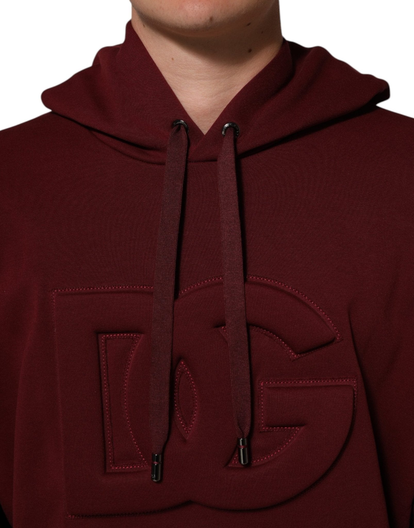 Dolce & Gabbana Maroon Embossed Logo Hooded Sweatshirt Sweater – L par Dolce & Gabbana | Disponible sur Sandy Store ByNet