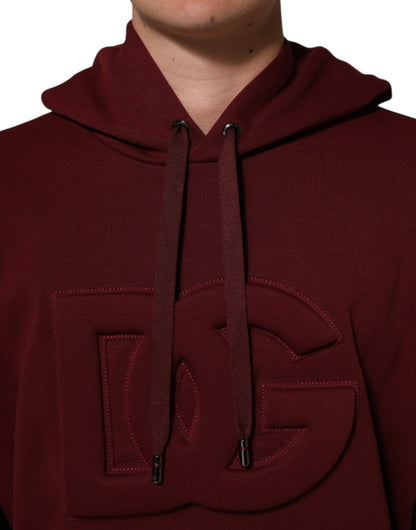 Dolce & Gabbana Maroon Embossed Logo Hooded Sweatshirt Sweater – L par Dolce & Gabbana | Disponible sur Sandy Store ByNet