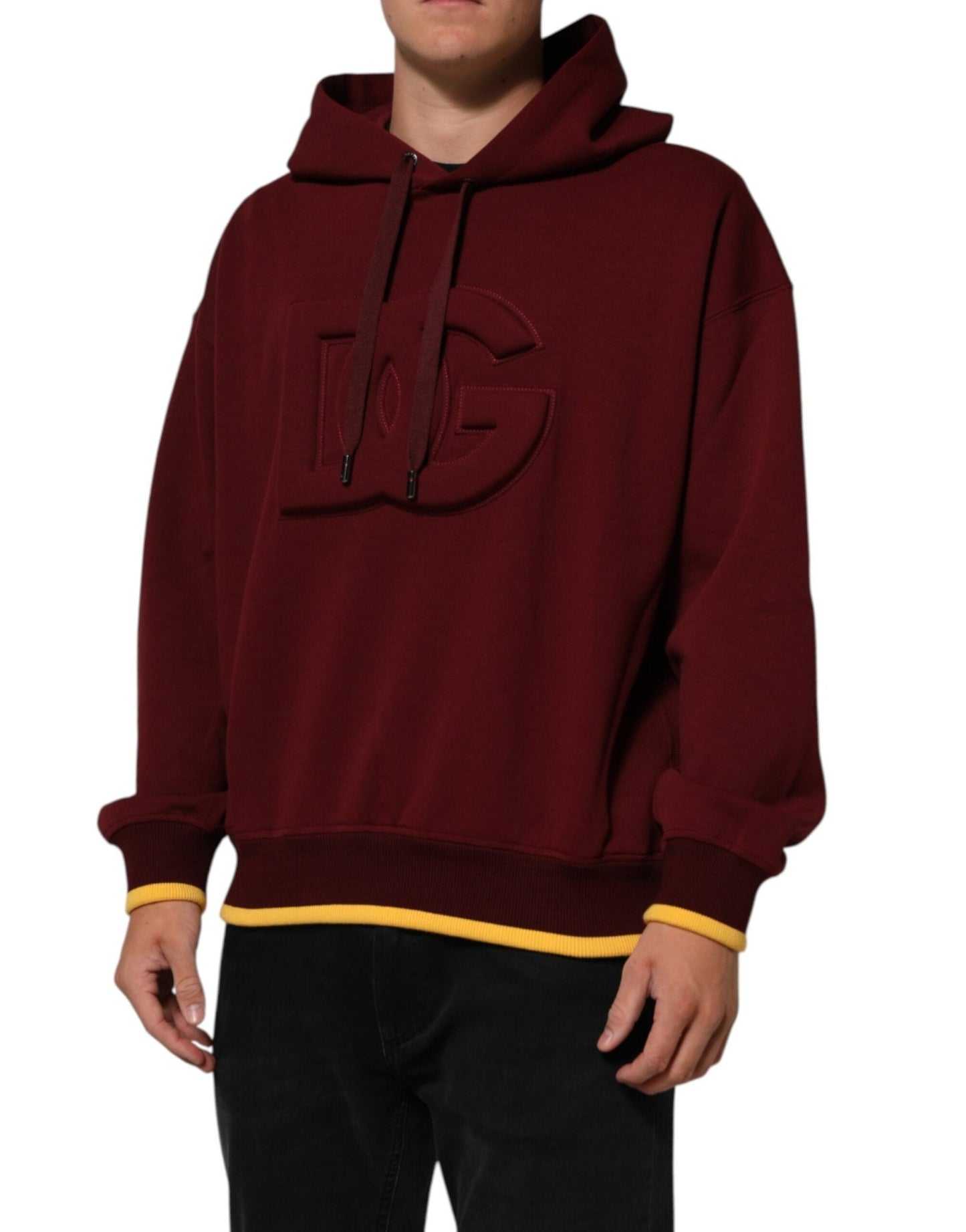 Dolce & Gabbana Maroon Embossed Logo Hooded Sweatshirt Sweater – L par Dolce & Gabbana | Disponible sur Sandy Store ByNet
