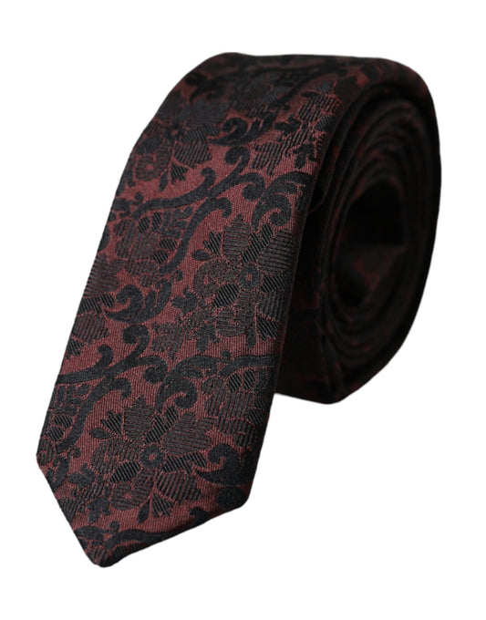 Dolce & Gabbana Maroon Floral Fantasy Silk Adjustable Men Tie – par Dolce & Gabbana | Disponible sur Sandy Store ByNet