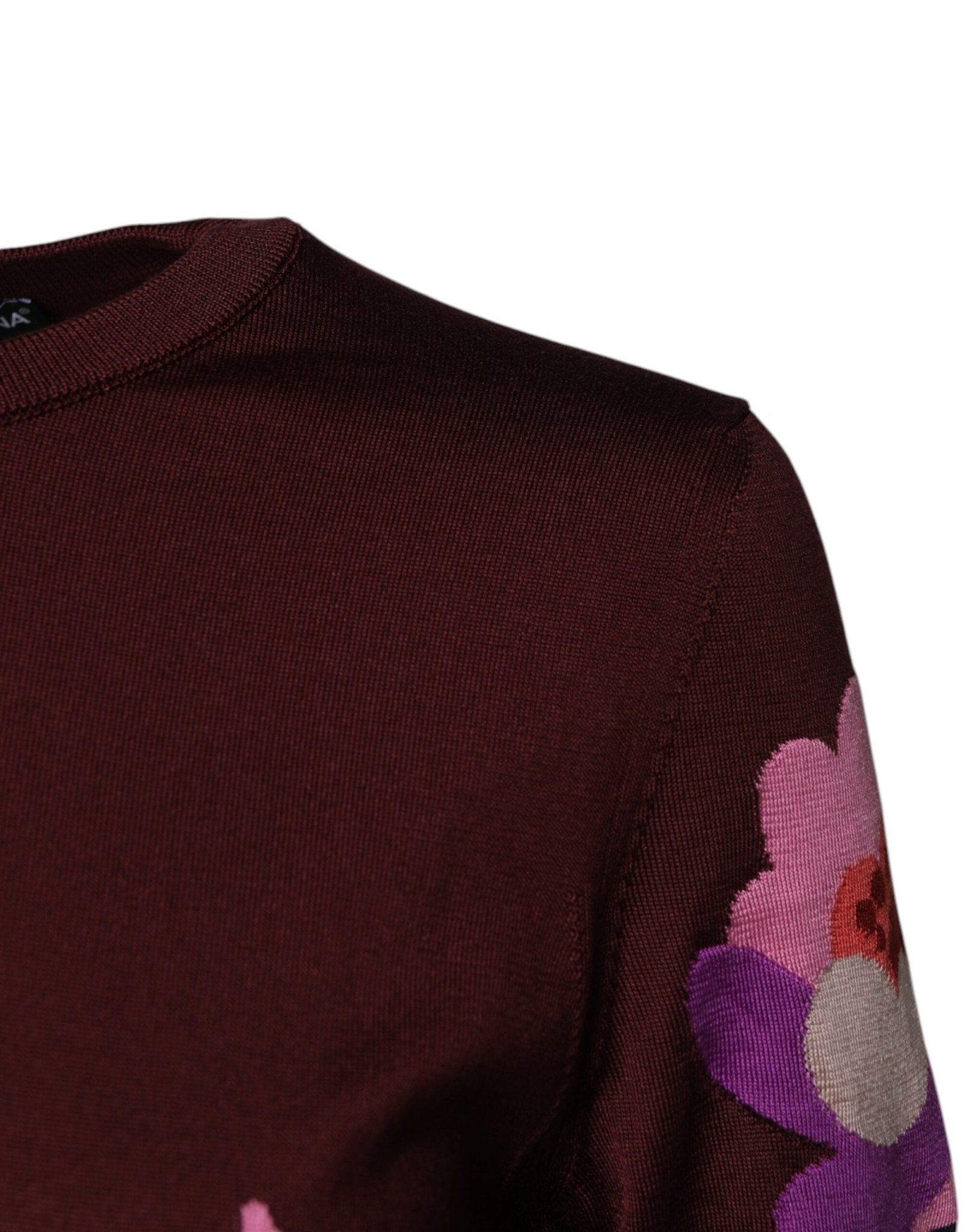 Dolce & Gabbana Maroon Floral Silk Crew Neck Blouse Top - Sandy Store ByNet