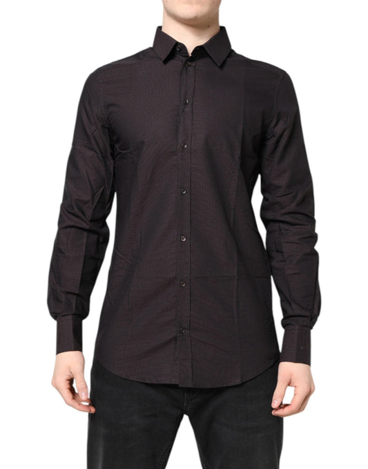 Dolce & Gabbana Maroon Jacquard Cotton GOLD Men Dress Shirt – IT37 | XS par Dolce & Gabbana | Disponible sur Sandy Store ByNet