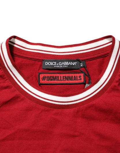 Dolce & Gabbana Maroon LogoCrown Cotton Half Sleeve T-shirt – IT56 | XXL par Dolce & Gabbana | Disponible sur Sandy Store ByNet