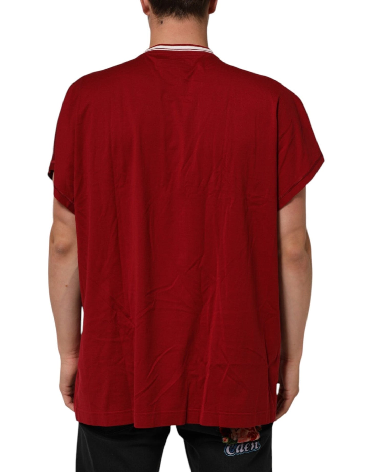 Dolce & Gabbana Maroon LogoCrown Cotton Half Sleeve T-shirt – IT56 | XXL par Dolce & Gabbana | Disponible sur Sandy Store ByNet