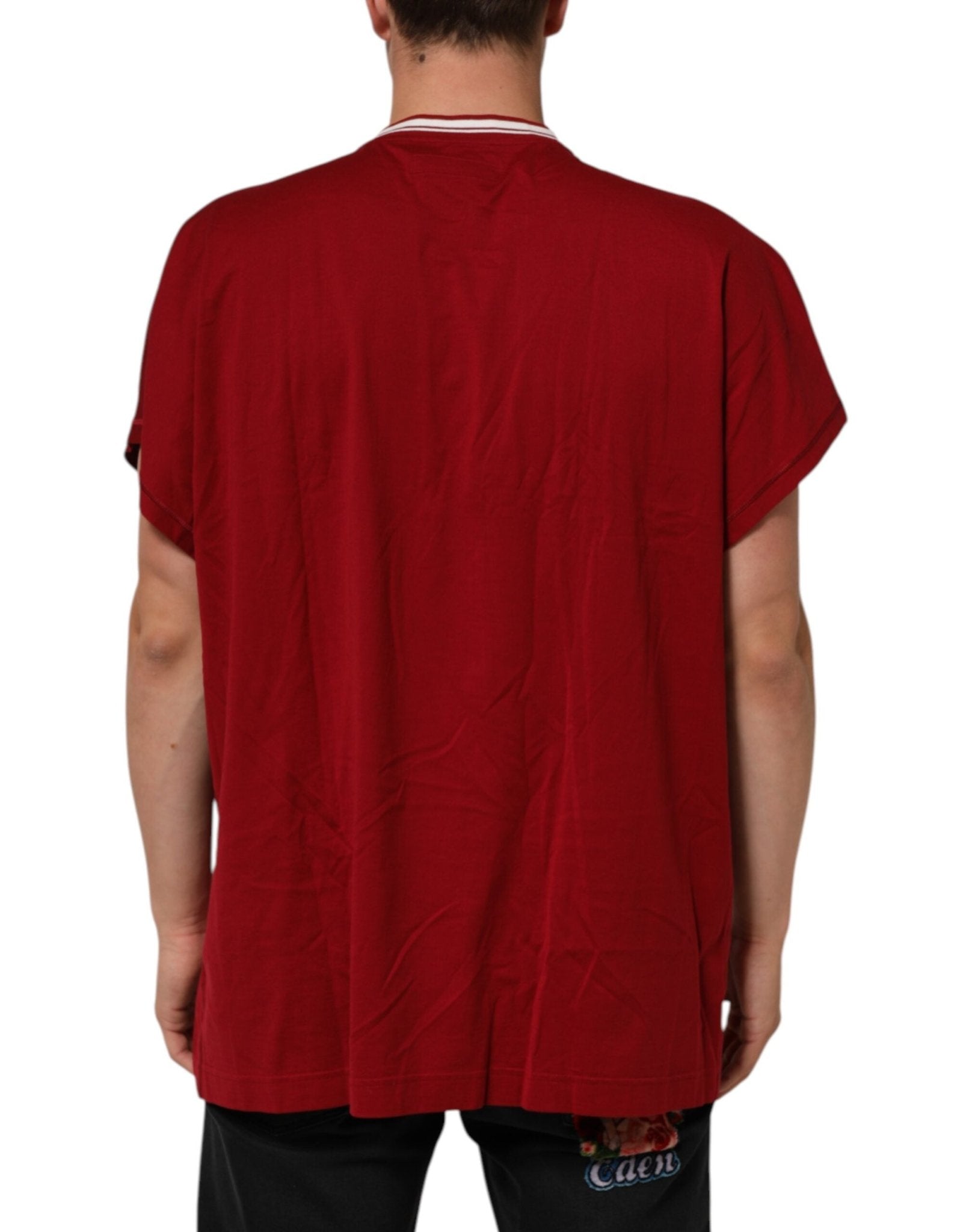 Dolce & Gabbana Maroon LogoCrown Cotton Half Sleeve T-shirt – IT56 | XXL par Dolce & Gabbana | Disponible sur Sandy Store ByNet