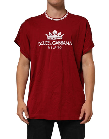 Dolce & Gabbana Maroon LogoCrown Cotton Half Sleeve T-shirt – IT56 | XXL par Dolce & Gabbana | Disponible sur Sandy Store ByNet