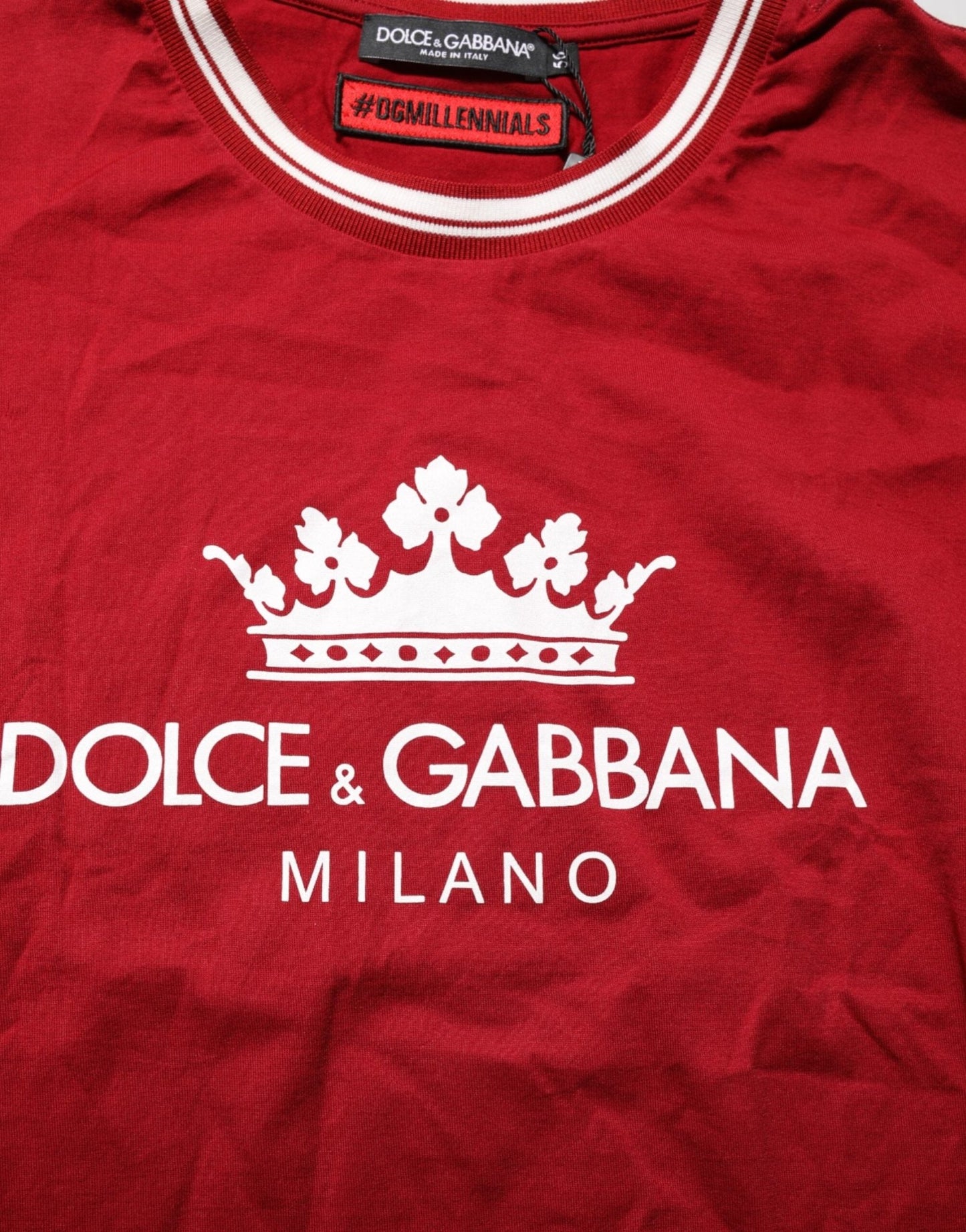 Dolce & Gabbana Maroon LogoCrown Cotton Half Sleeve T-shirt – IT56 | XXL par Dolce & Gabbana | Disponible sur Sandy Store ByNet