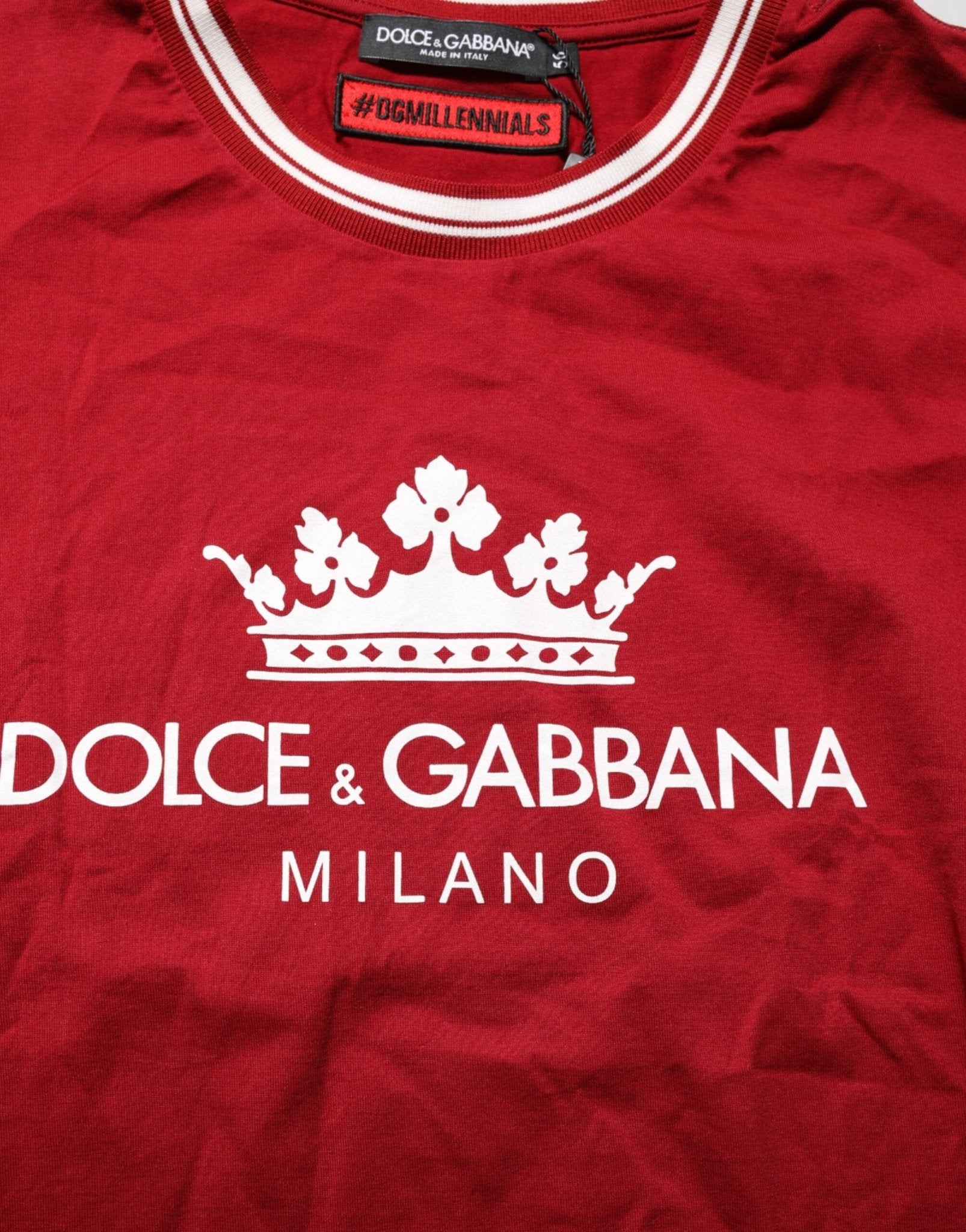 Dolce & Gabbana Maroon LogoCrown Cotton Half Sleeve T-shirt – IT56 | XXL par Dolce & Gabbana | Disponible sur Sandy Store ByNet