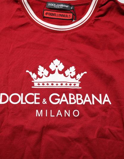 Dolce & Gabbana Maroon LogoCrown Cotton Half Sleeve T-shirt – IT56 | XXL par Dolce & Gabbana | Disponible sur Sandy Store ByNet