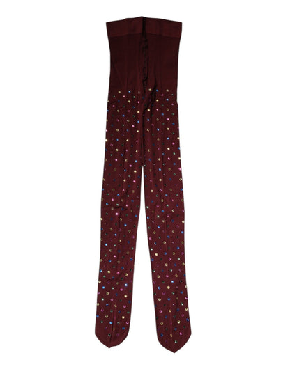 Dolce & Gabbana Maroon Nylon Crystal Embellished Pantyhose Tights – M par Dolce & Gabbana | Disponible sur Sandy Store ByNet