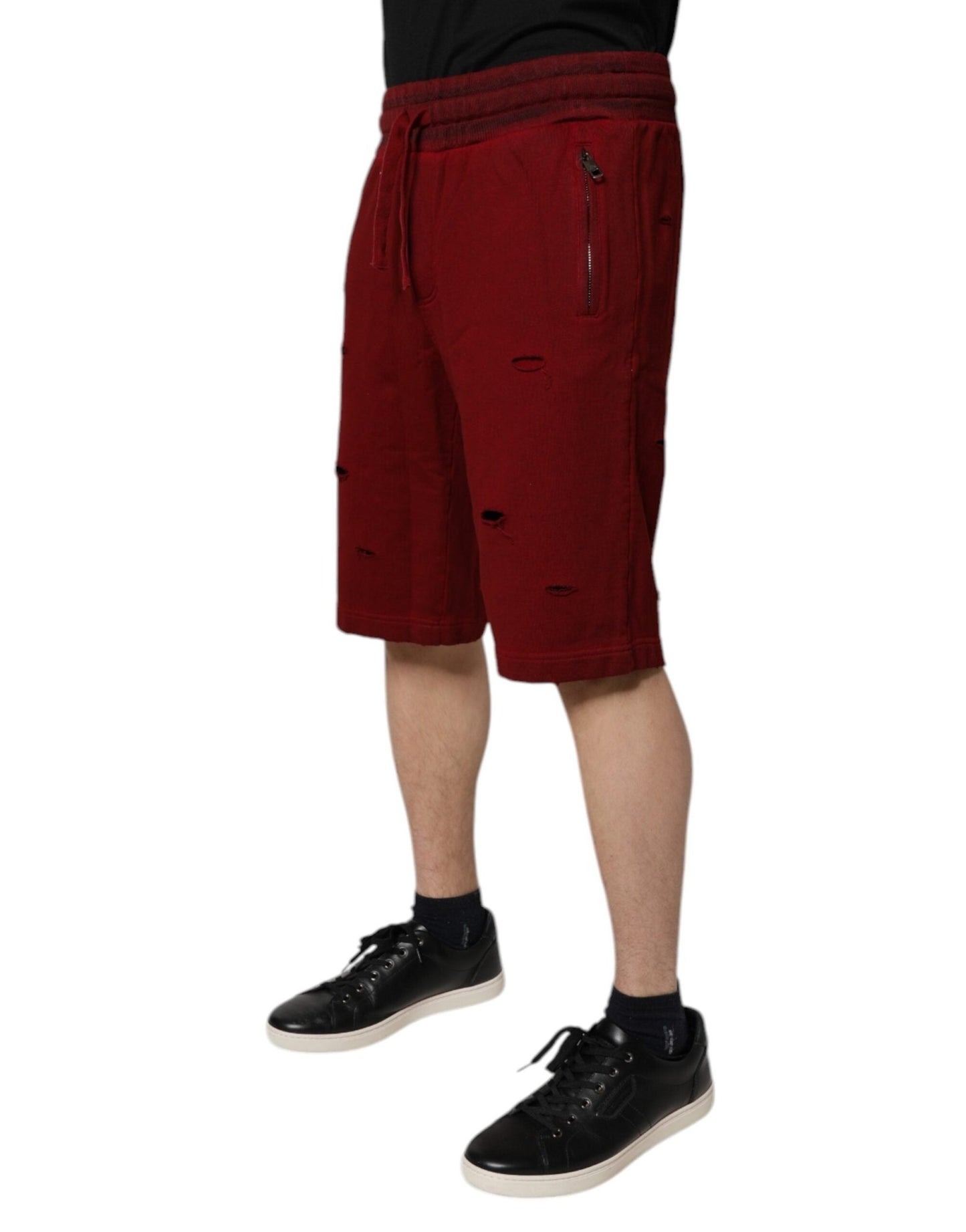 Dolce & Gabbana Maroon Rip Style Bermuda Sweatshorts Shorts - Sandy Store ByNet