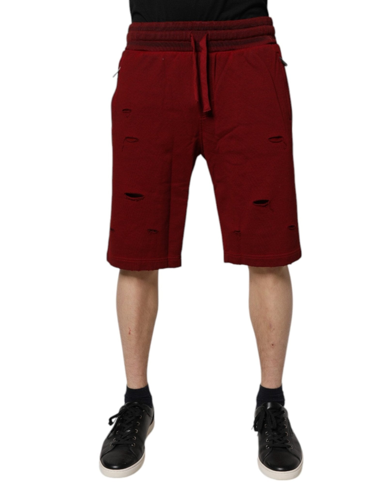 Dolce & Gabbana Maroon Rip Style Bermuda Sweatshorts Shorts - Sandy Store ByNet