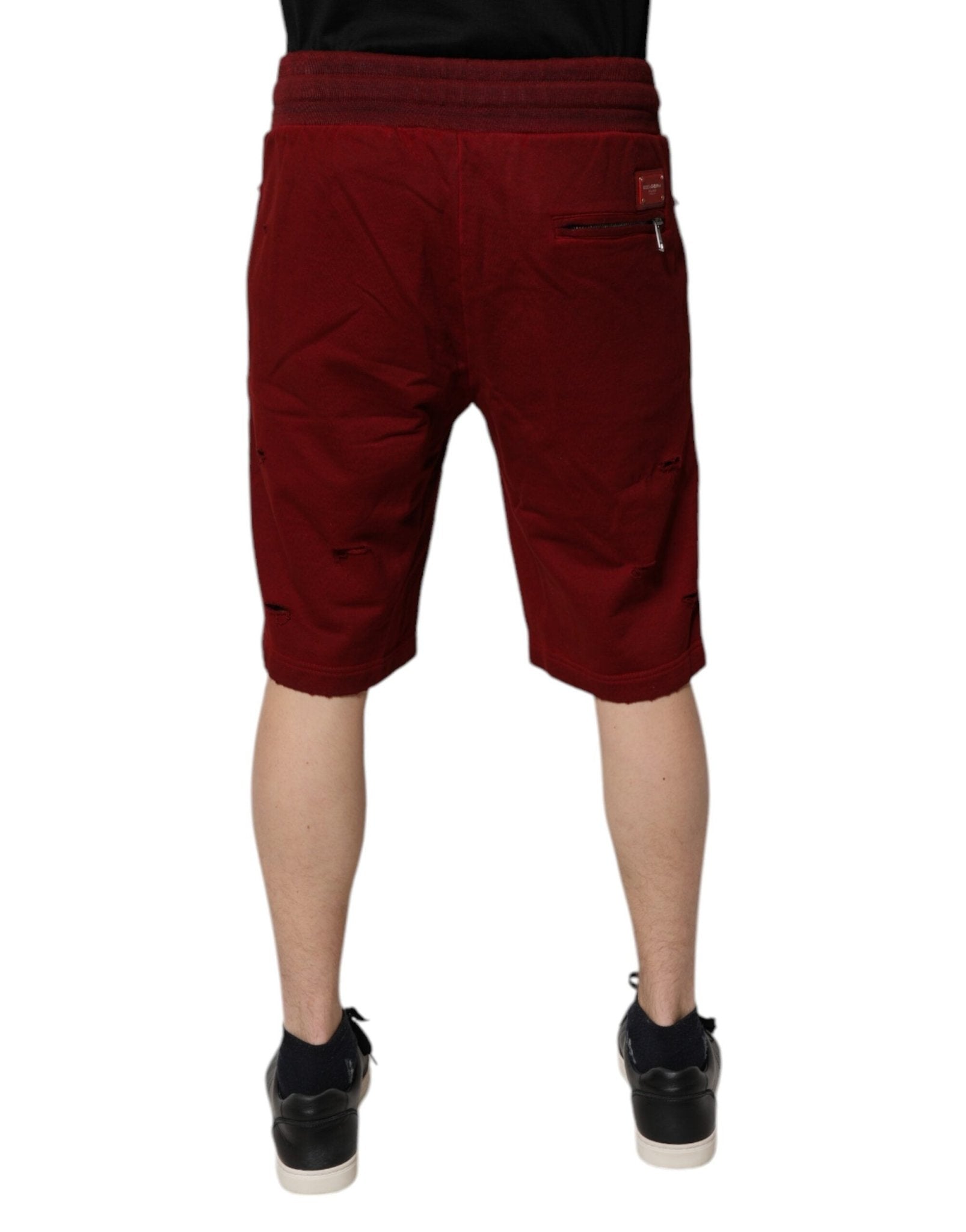 Dolce & Gabbana Maroon Rip Style Bermuda Sweatshorts Shorts - Sandy Store ByNet