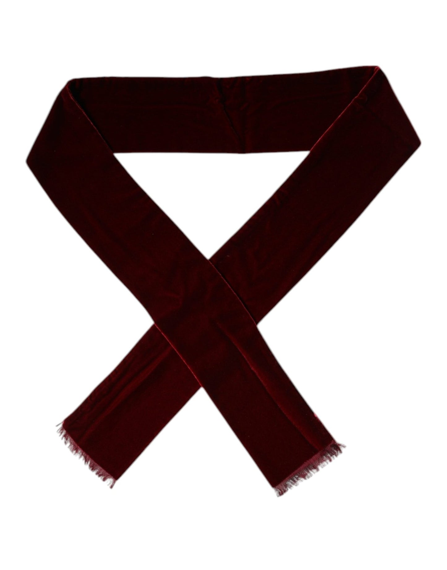 Dolce & Gabbana Maroon Silk Fringes Skinny Neck Wrap Scarf – par Dolce & Gabbana | Disponible sur Sandy Store ByNet