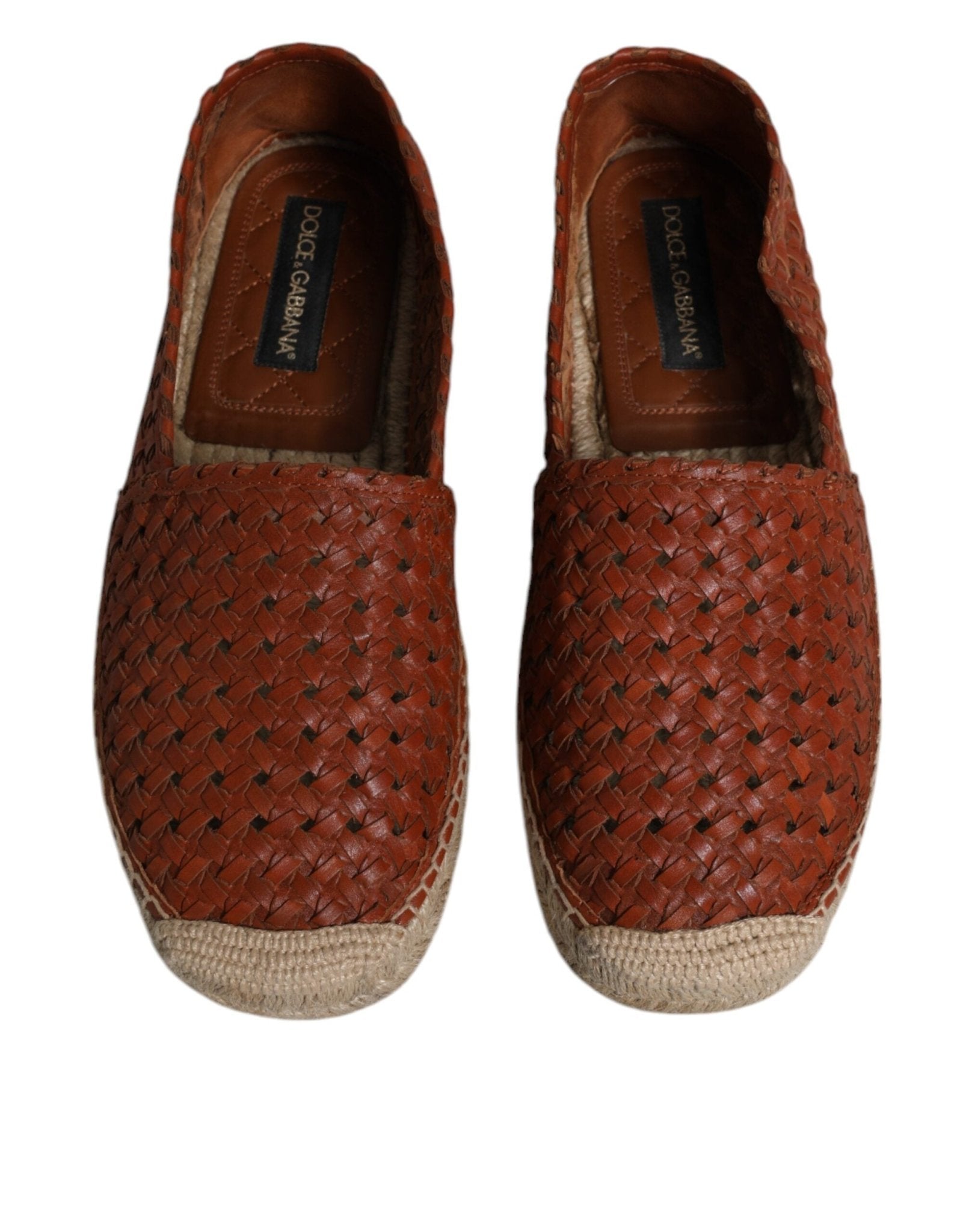 Dolce & Gabbana Maroon Woven Leather Men Espadrille Shoes - Sandy Store ByNet