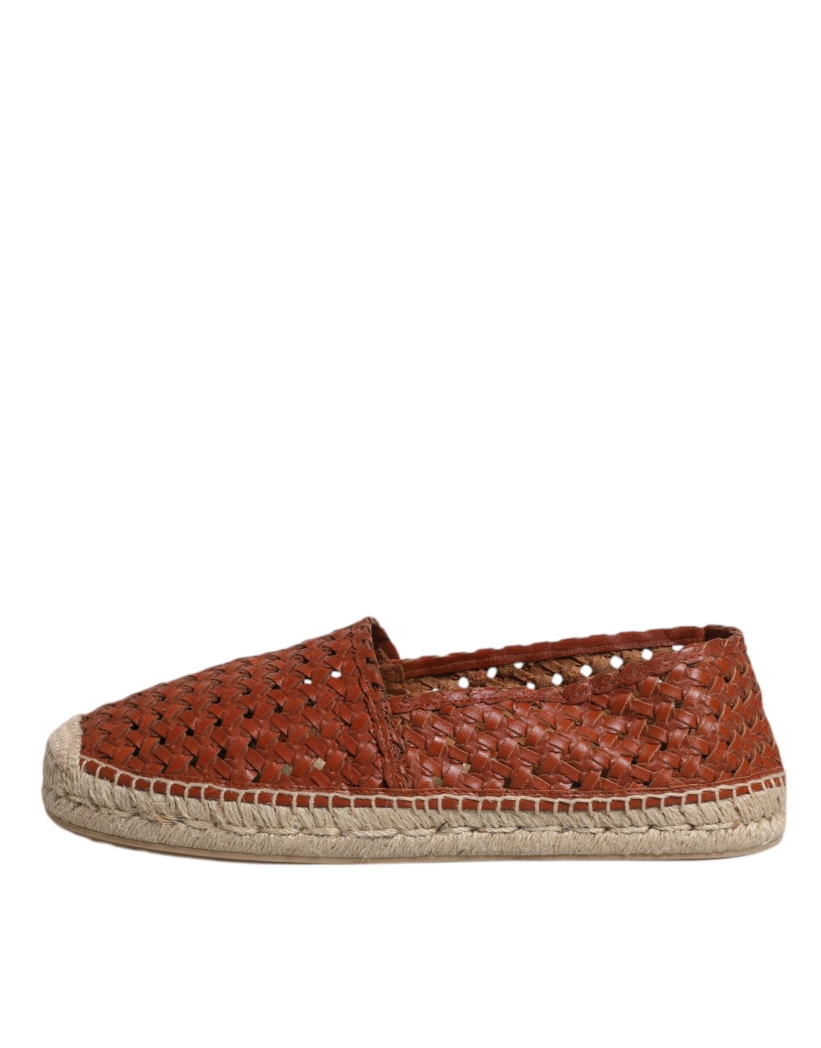 Dolce & Gabbana Maroon Woven Leather Men Espadrille Shoes - Sandy Store ByNet