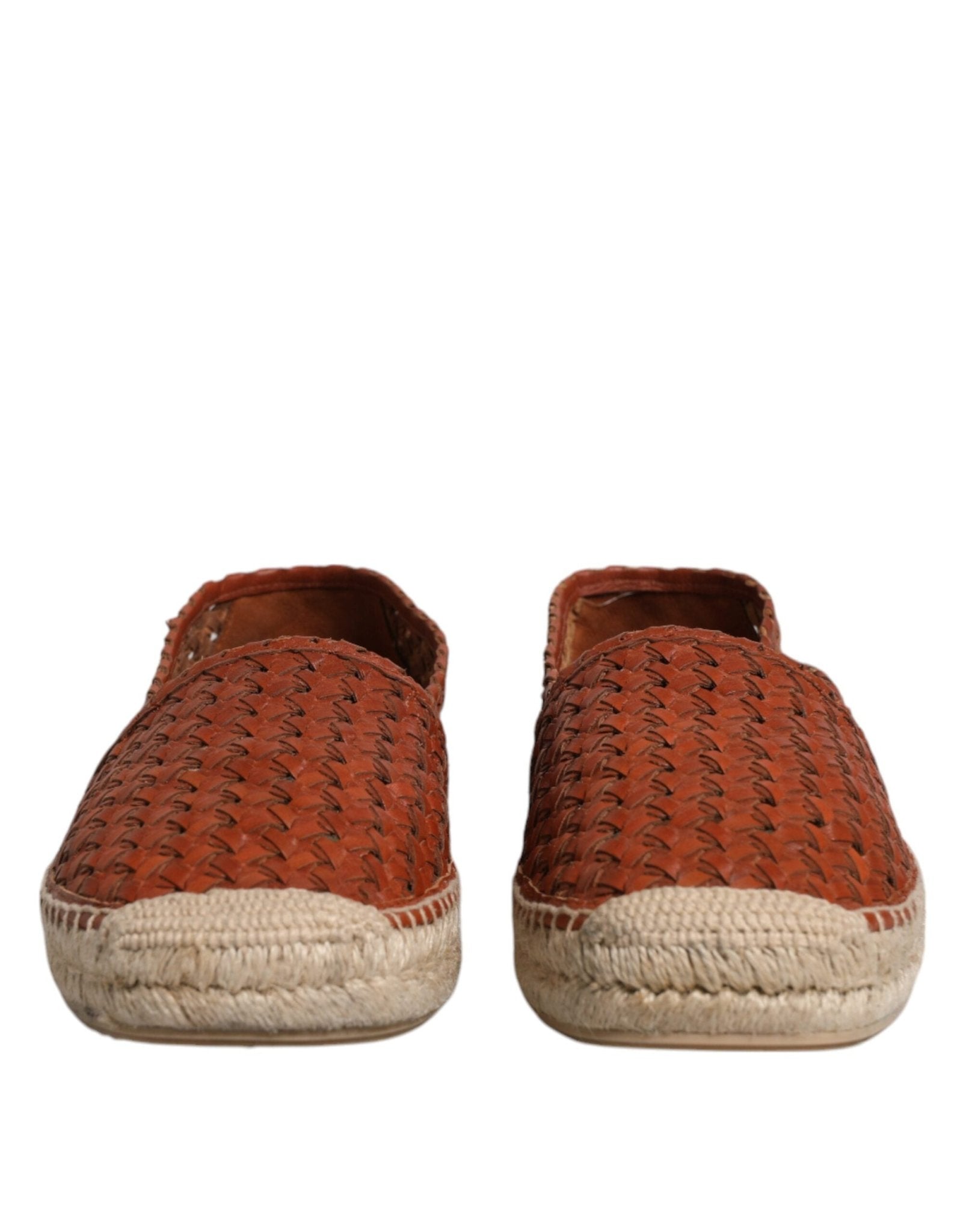 Dolce & Gabbana Maroon Woven Leather Men Espadrille Shoes - Sandy Store ByNet