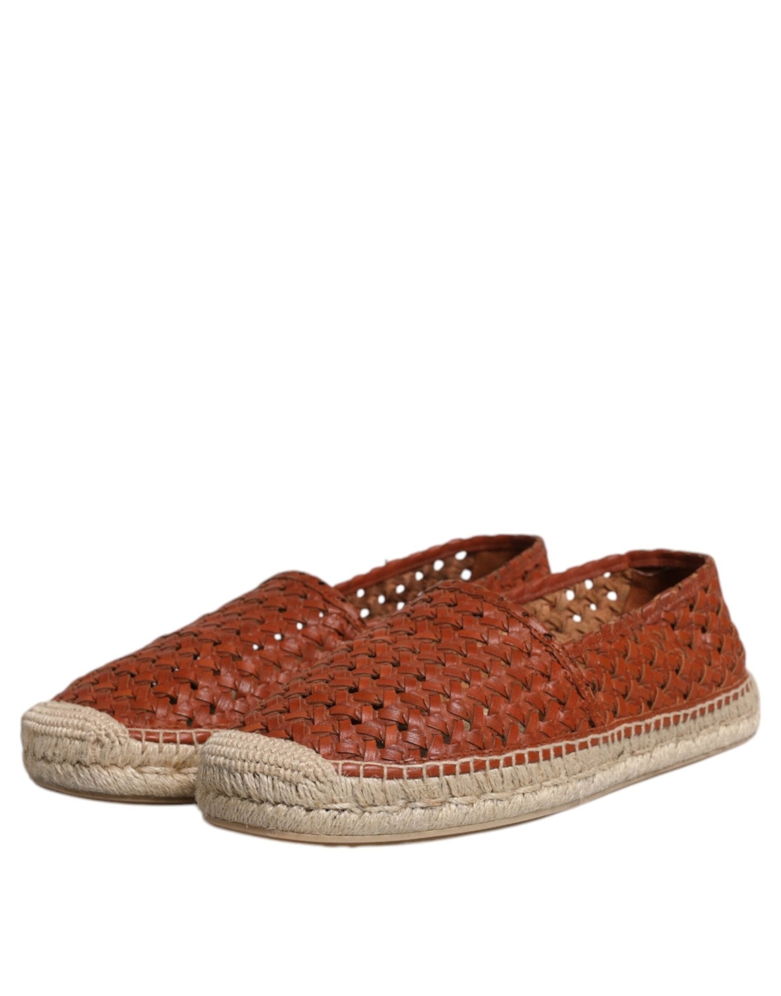 Dolce & Gabbana Maroon Woven Leather Men Espadrille Shoes - Sandy Store ByNet