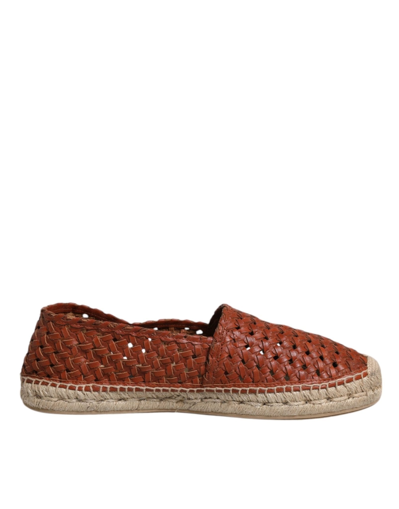 Dolce & Gabbana Maroon Woven Leather Men Espadrille Shoes - Sandy Store ByNet