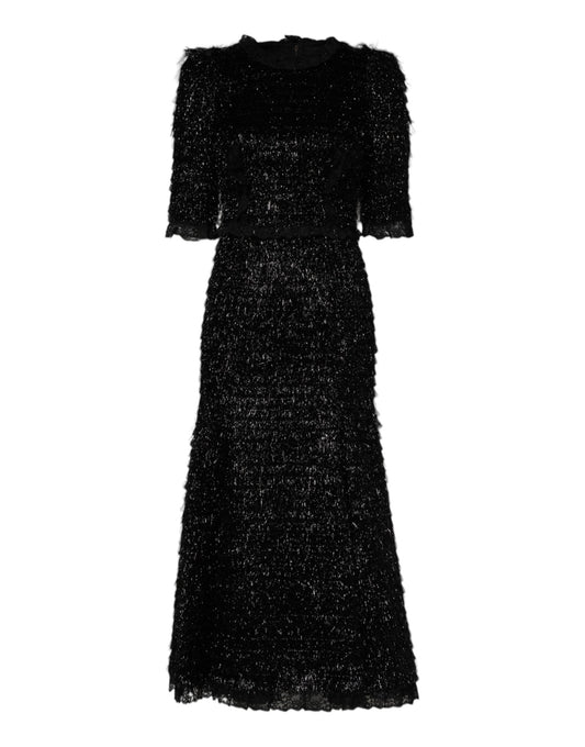 Dolce & Gabbana Metallic Black Polyester A - line Midi Dress – IT36|XXS par Dolce & Gabbana | Disponible sur Sandy Store ByNet