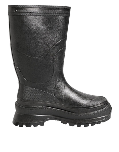 Dolce & Gabbana Metallic Black Pull On Rain Boots Men Shoes – EU42/US9 par Dolce & Gabbana | Disponible sur Sandy Store ByNet