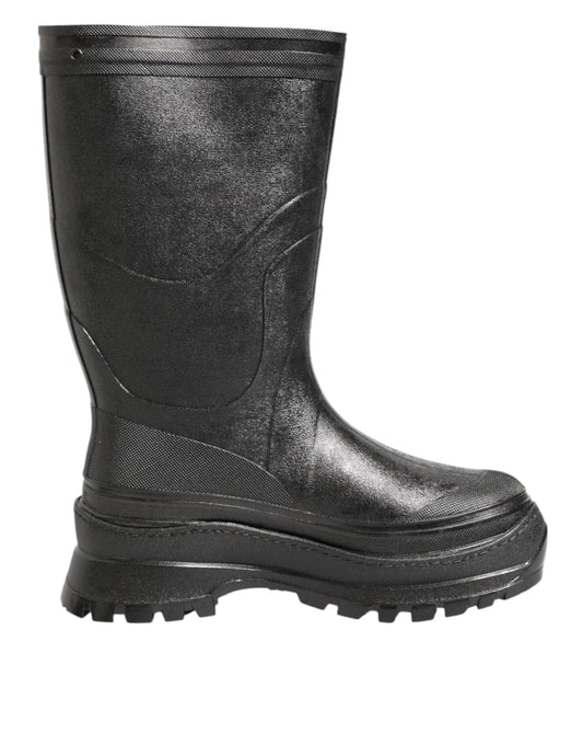 Dolce & Gabbana Metallic Black Pull On Rain Boots Men Shoes – EU42/US9 par Dolce & Gabbana | Disponible sur Sandy Store ByNet