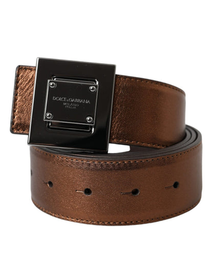 Dolce & Gabbana Metallic Bronze Leather Square Metal Buckle Belt – 85 cm / 34 Inches par Dolce & Gabbana | Disponible sur Sandy Store ByNet