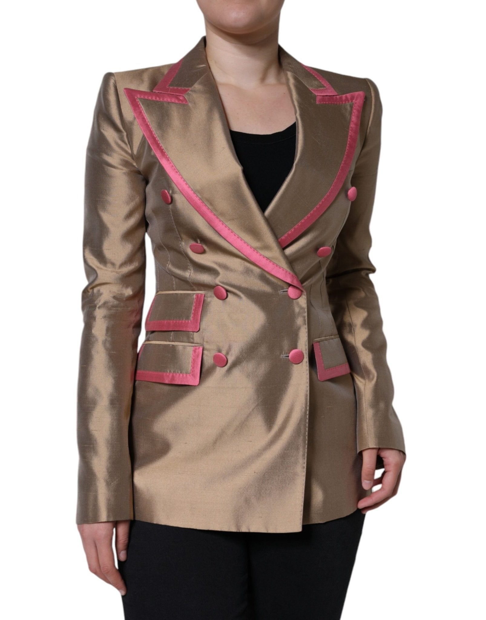 Dolce & Gabbana Metallic Brown Double Breasted Blazer Jacket - Sandy Store ByNet