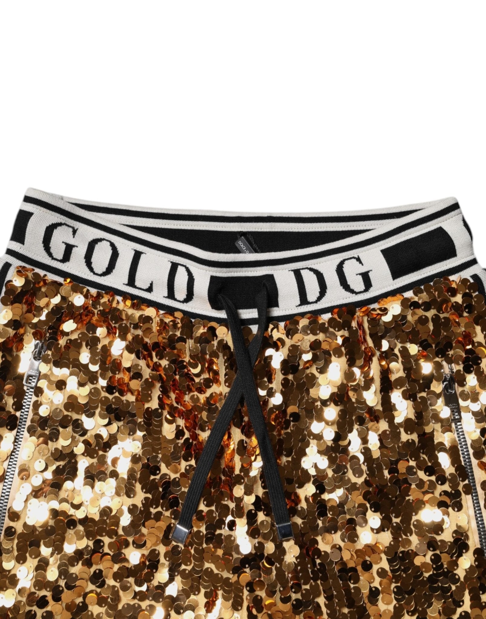 Dolce & Gabbana Metallic Gold DG Logo Sequined Jogger Pants - Sandy Store ByNet