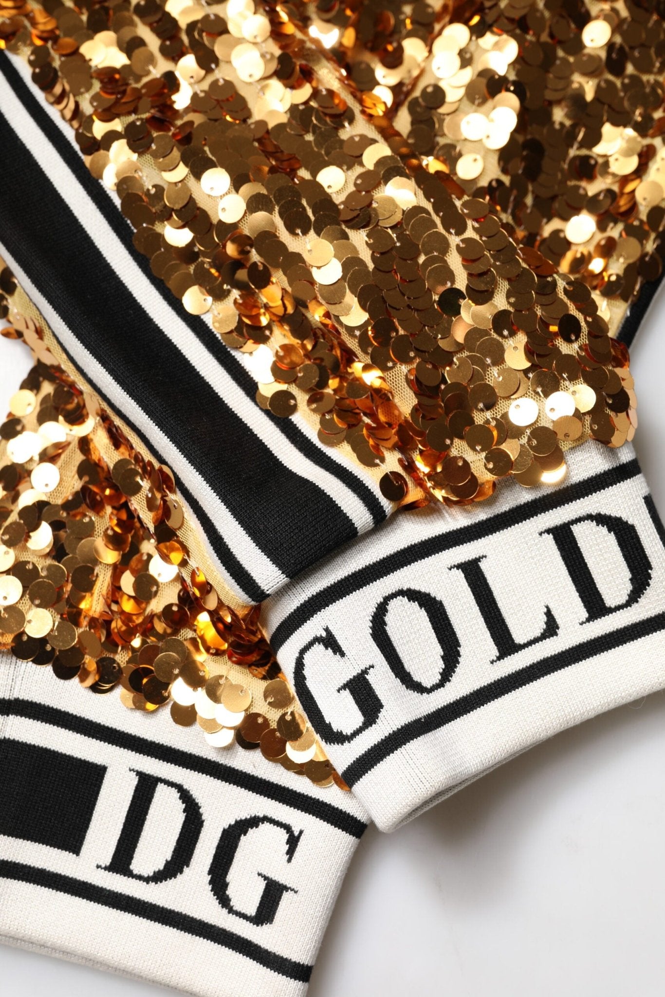 Dolce & Gabbana Metallic Gold DG Logo Sequined Jogger Pants - Sandy Store ByNet