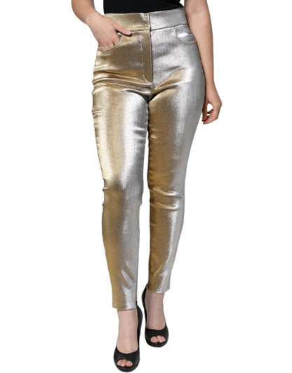 Dolce & Gabbana Metallic Gold High Waist Skinny Pants – IT44 | L par Dolce & Gabbana | Disponible sur Sandy Store ByNet