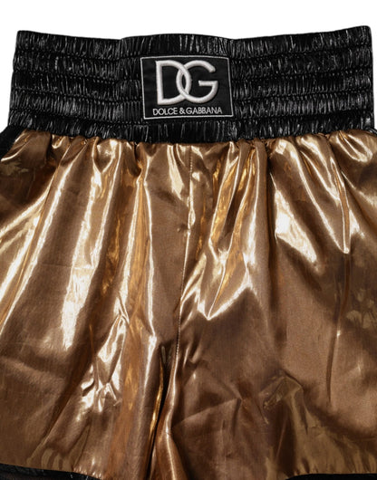 Dolce & Gabbana Metallic Gold High Waist Women Hotpants Short - Sandy Store ByNet