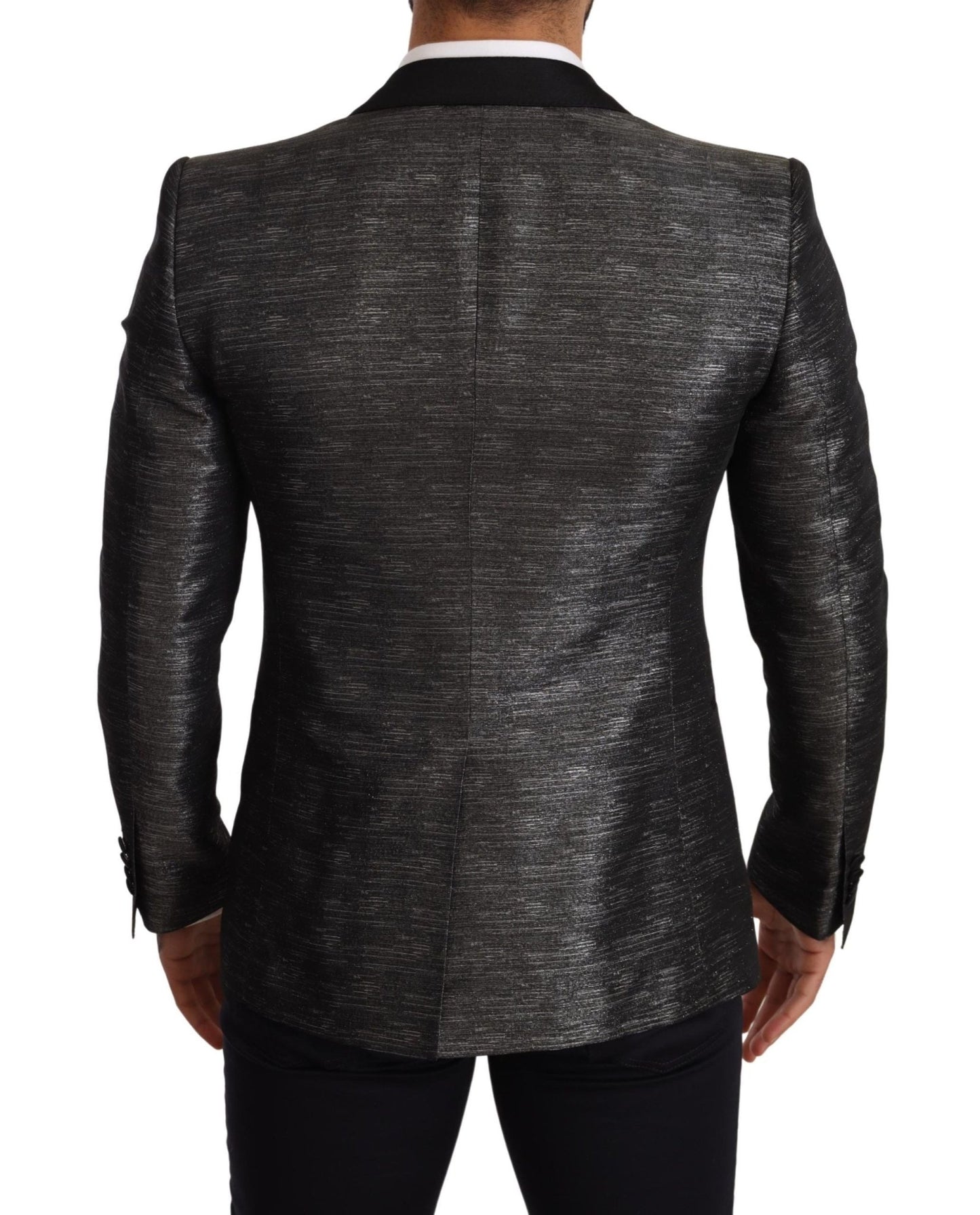 Dolce & Gabbana Metallic Gray Jacquard Slim Fit Blazer - Sandy Store ByNet
