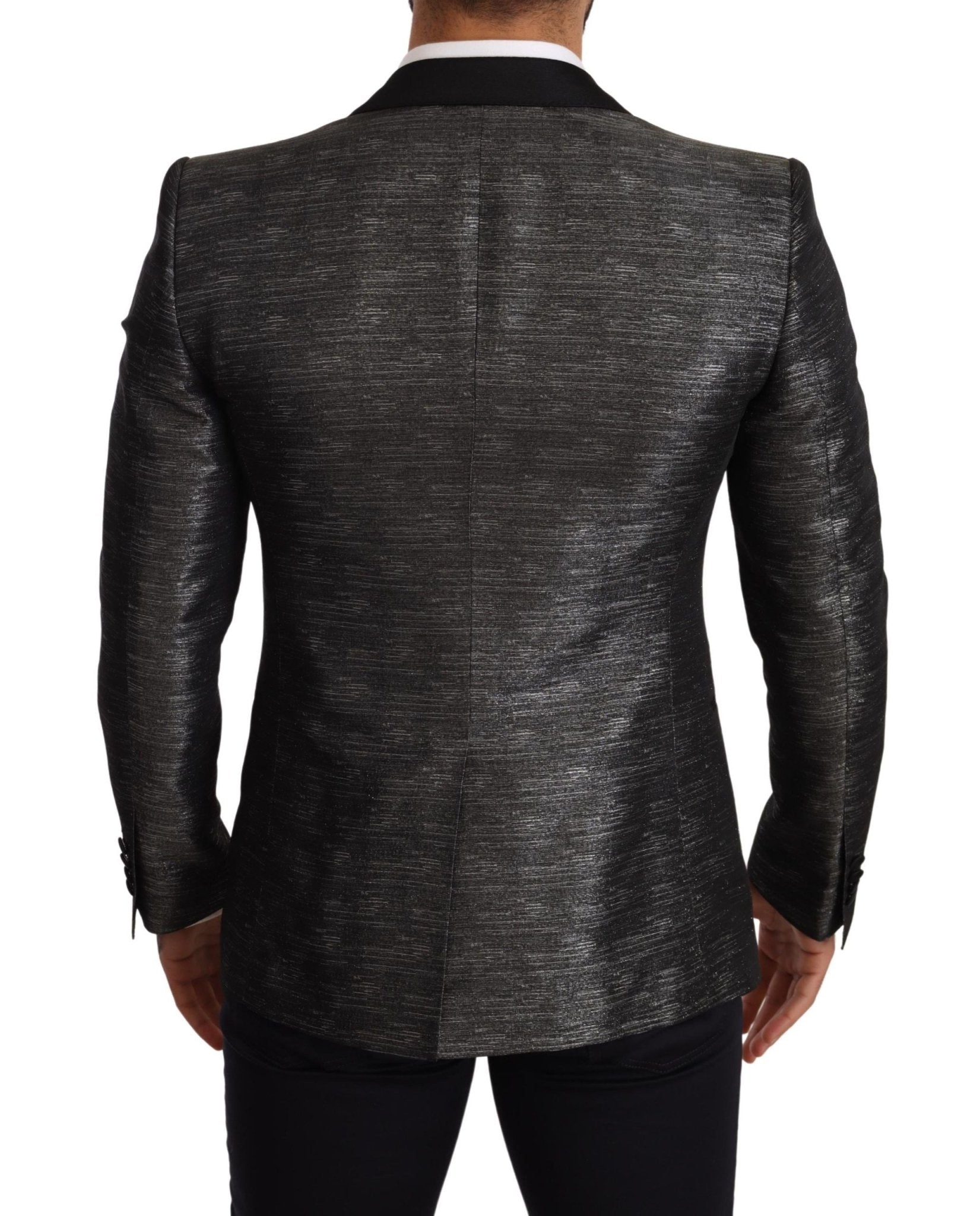 Dolce & Gabbana Metallic Gray Jacquard Slim Fit Blazer - Sandy Store ByNet