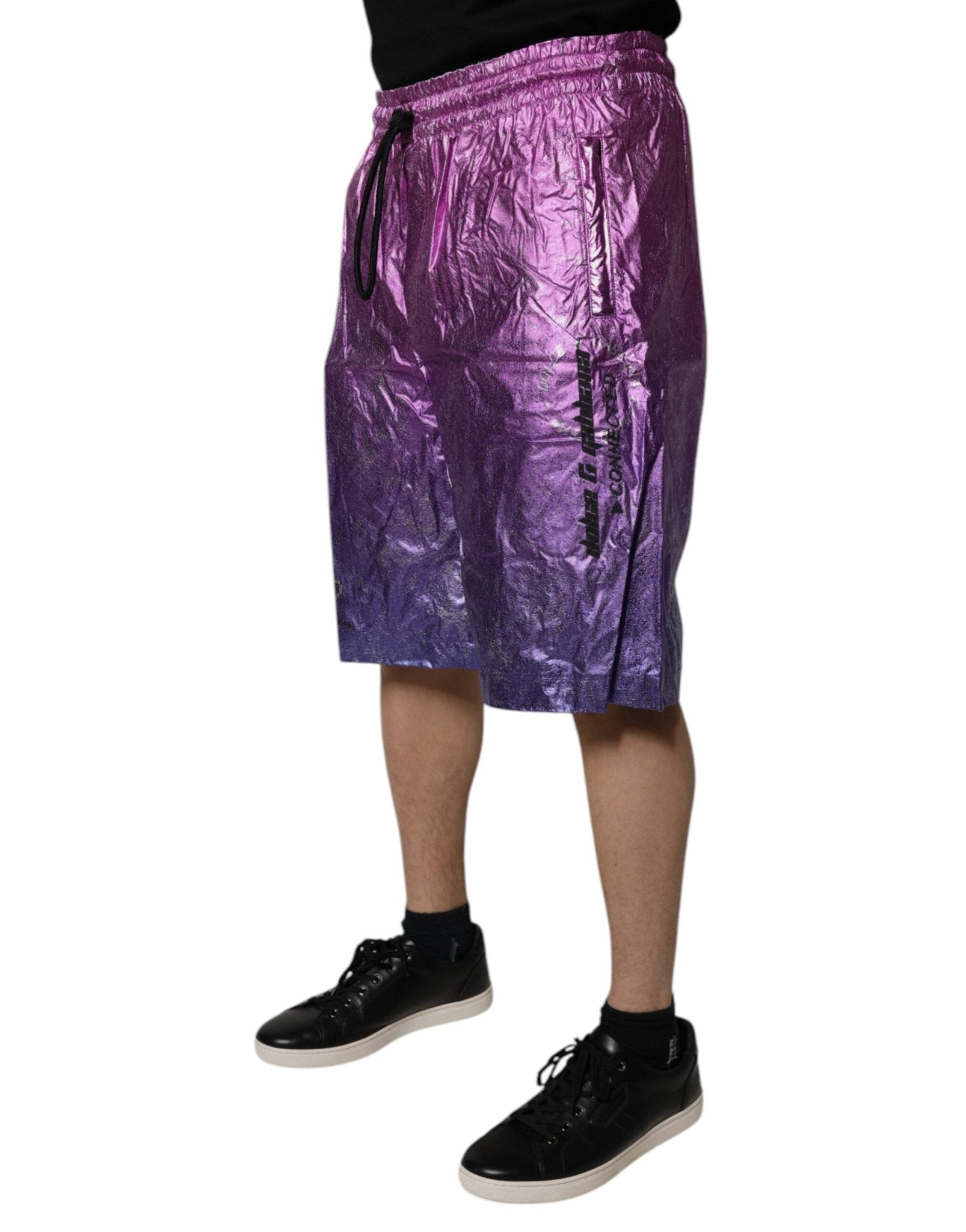 Dolce & Gabbana Metallic Pink Purple Two Tone Bermuda Shorts - Sandy Store ByNet